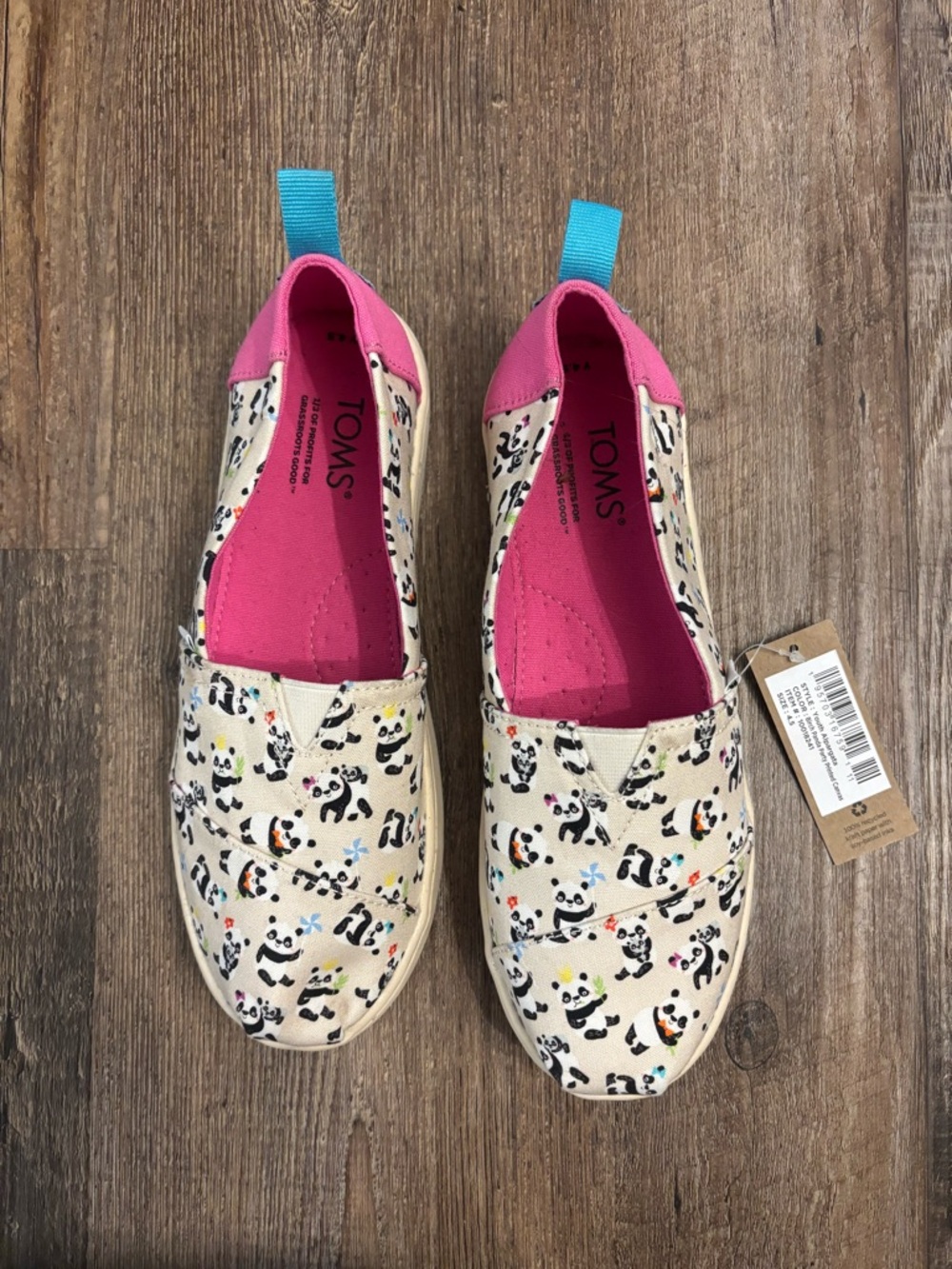 Toms Panda Print Slip-Ons NWT